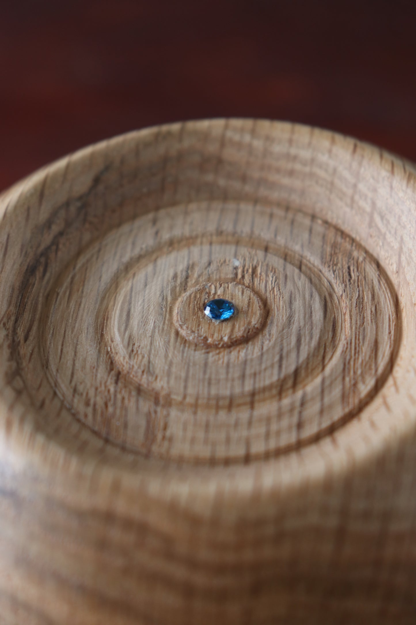 Handturned Ash Hollow Form Vessel with Blue Resin & Swarovski Crystal
