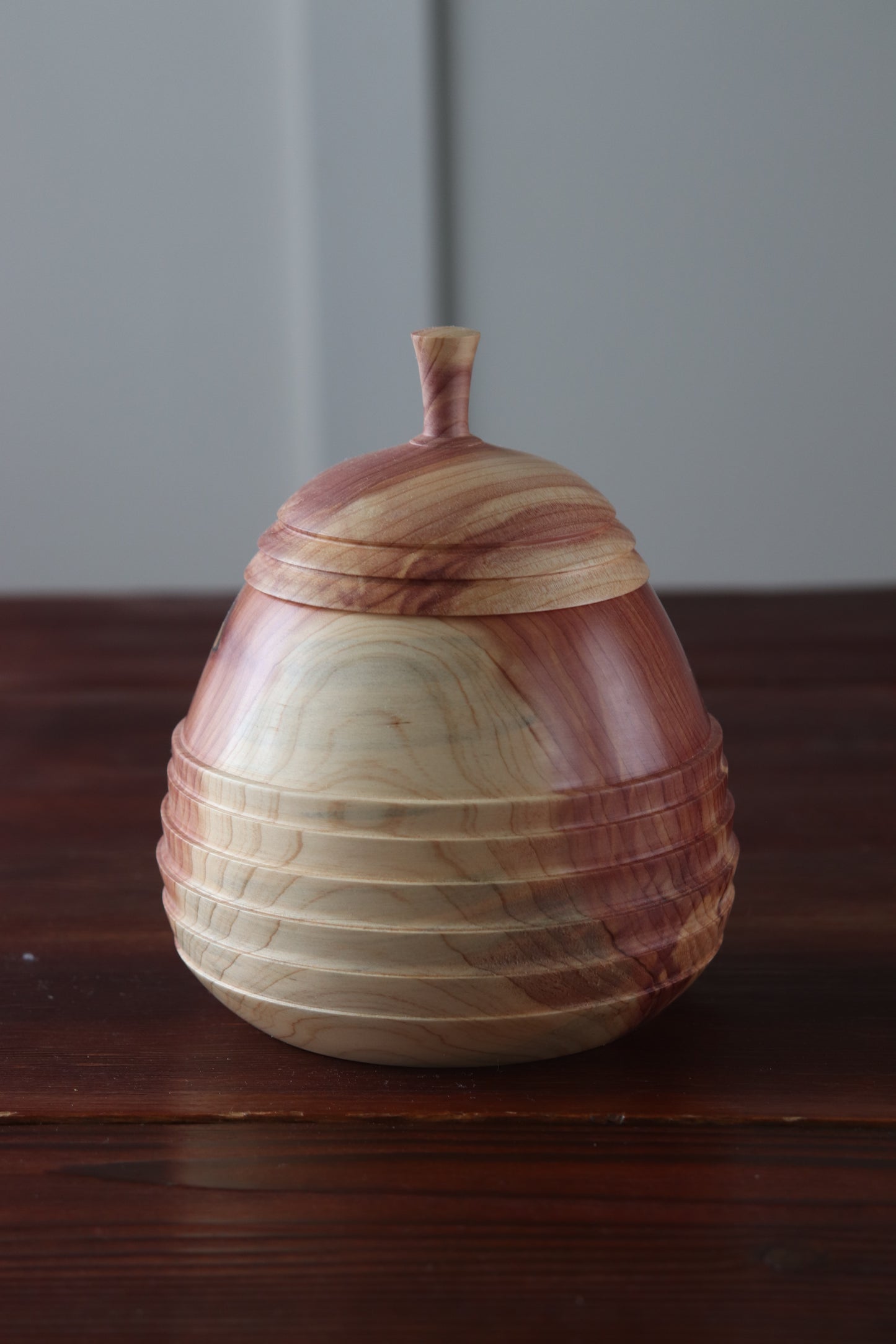 Handturned Cedar Pear Vessel with Lid | Jim Mrosko Wood Turning