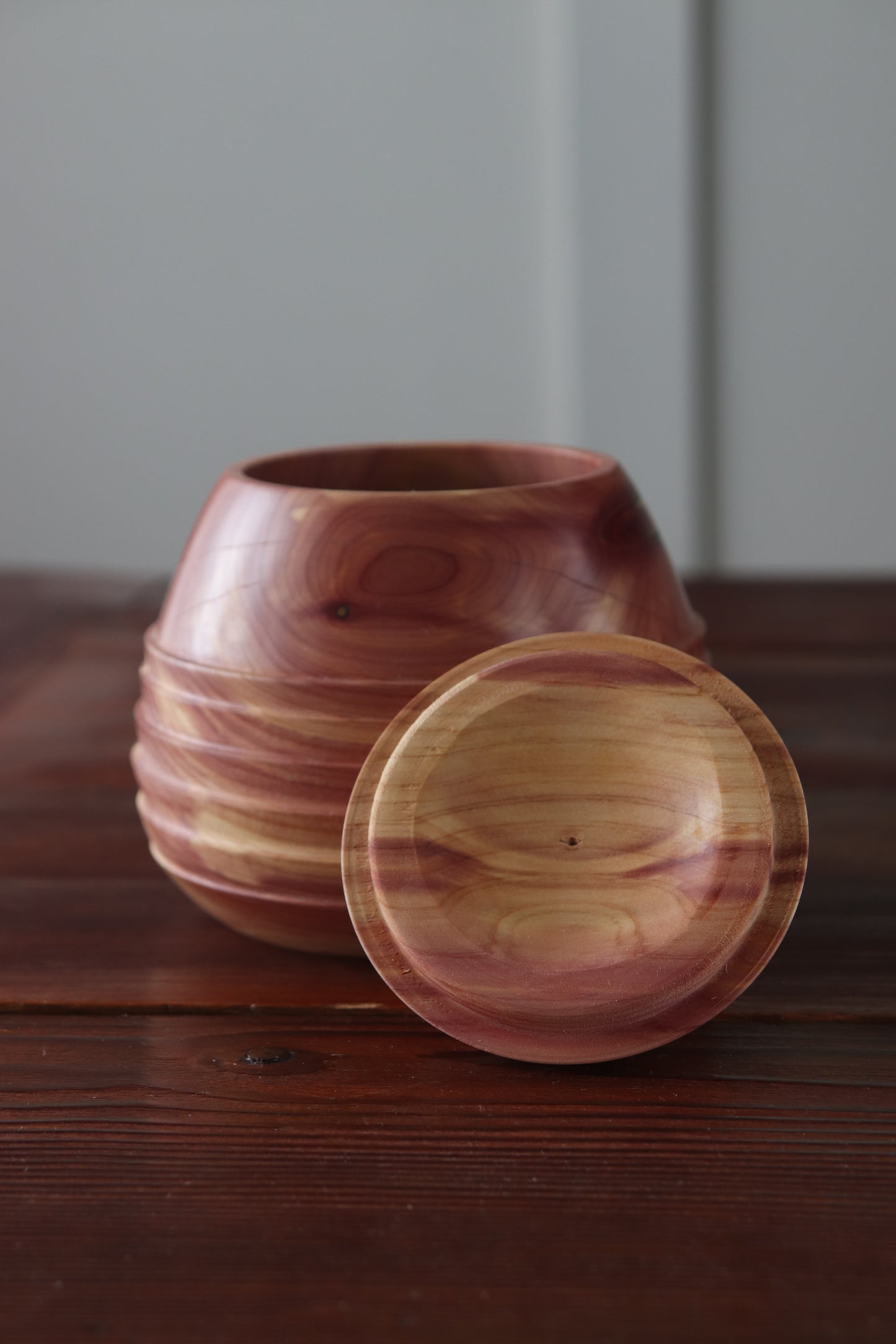 Handturned Cedar Pear Vessel with Lid | Jim Mrosko Wood Turning