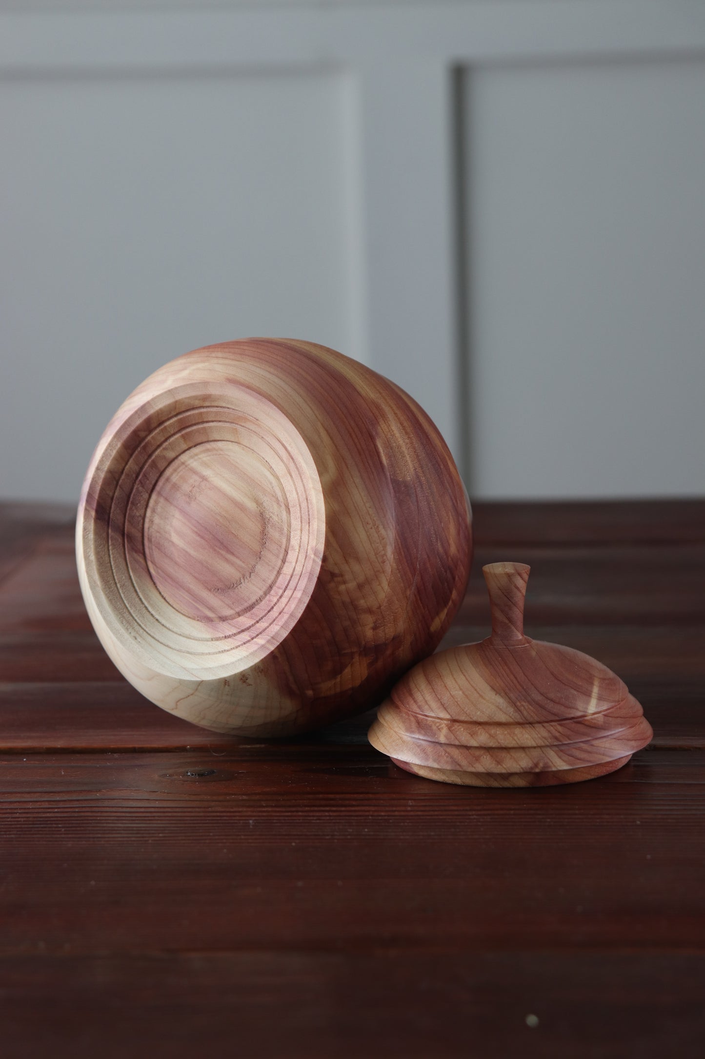 Handturned Cedar Pear Vessel with Lid | Jim Mrosko Wood Turning