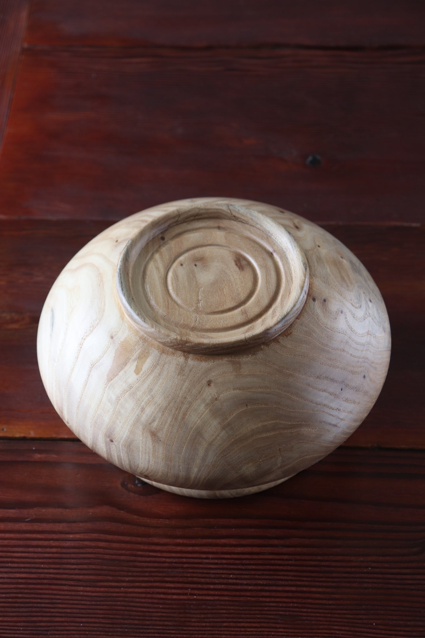 Handturned Hackberry Closed Form Vessel with Rolled Rim & Foot
