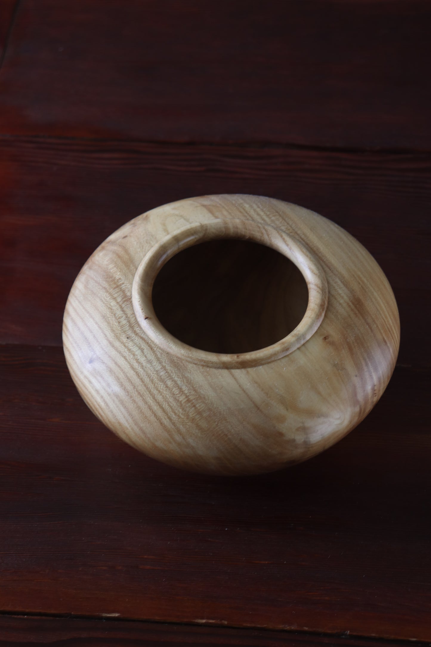Handturned Hollow Form Vessel with Striking Grain Pattern