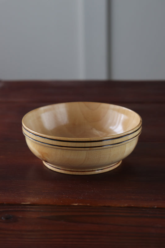 Handturned Maple Bowl with Raised Rim & Black Accents