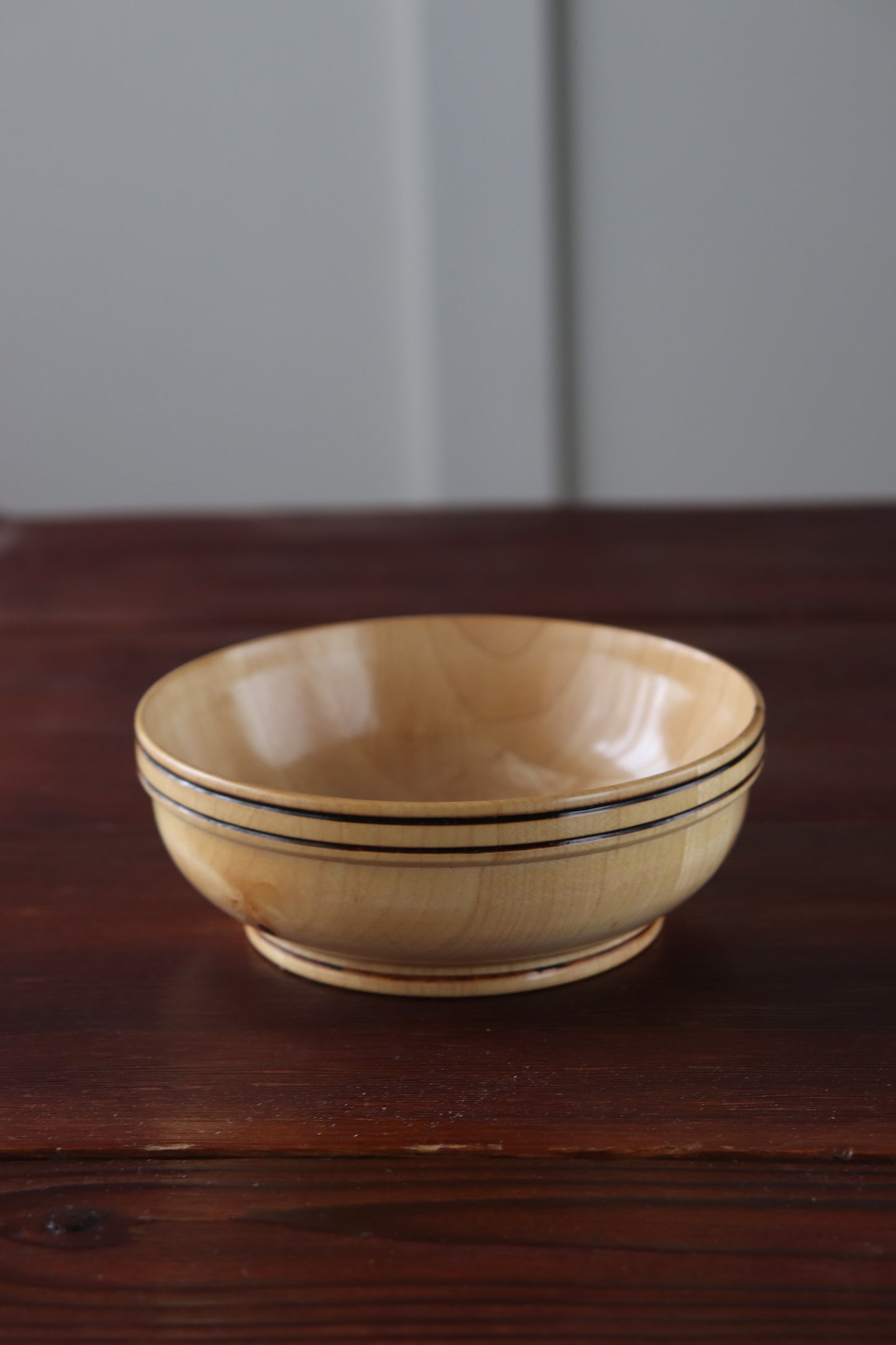Handturned Maple Bowl with Raised Rim & Black Accents