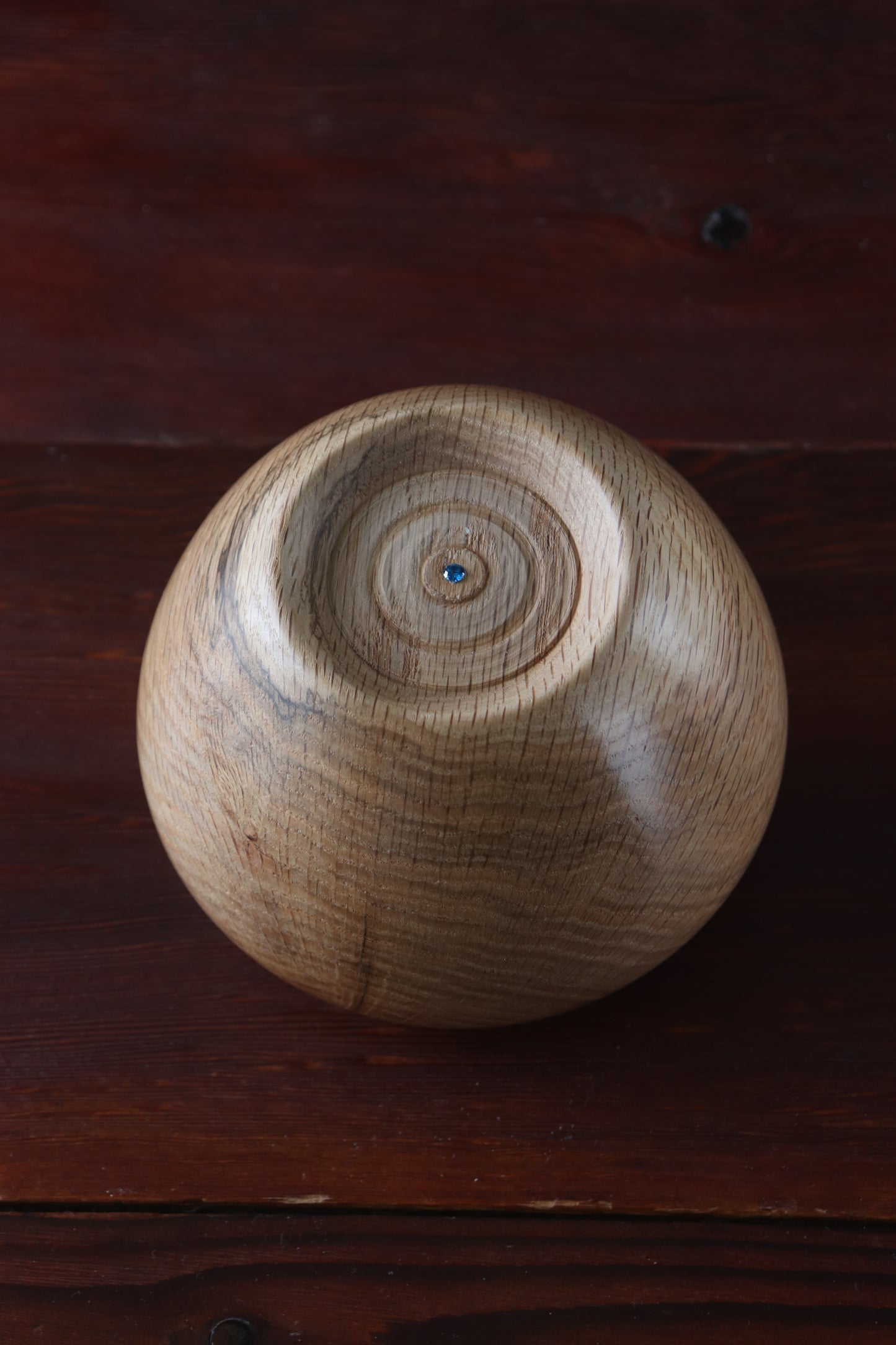 Handturned Ash Hollow Form Vessel with Blue Resin & Swarovski Crystal