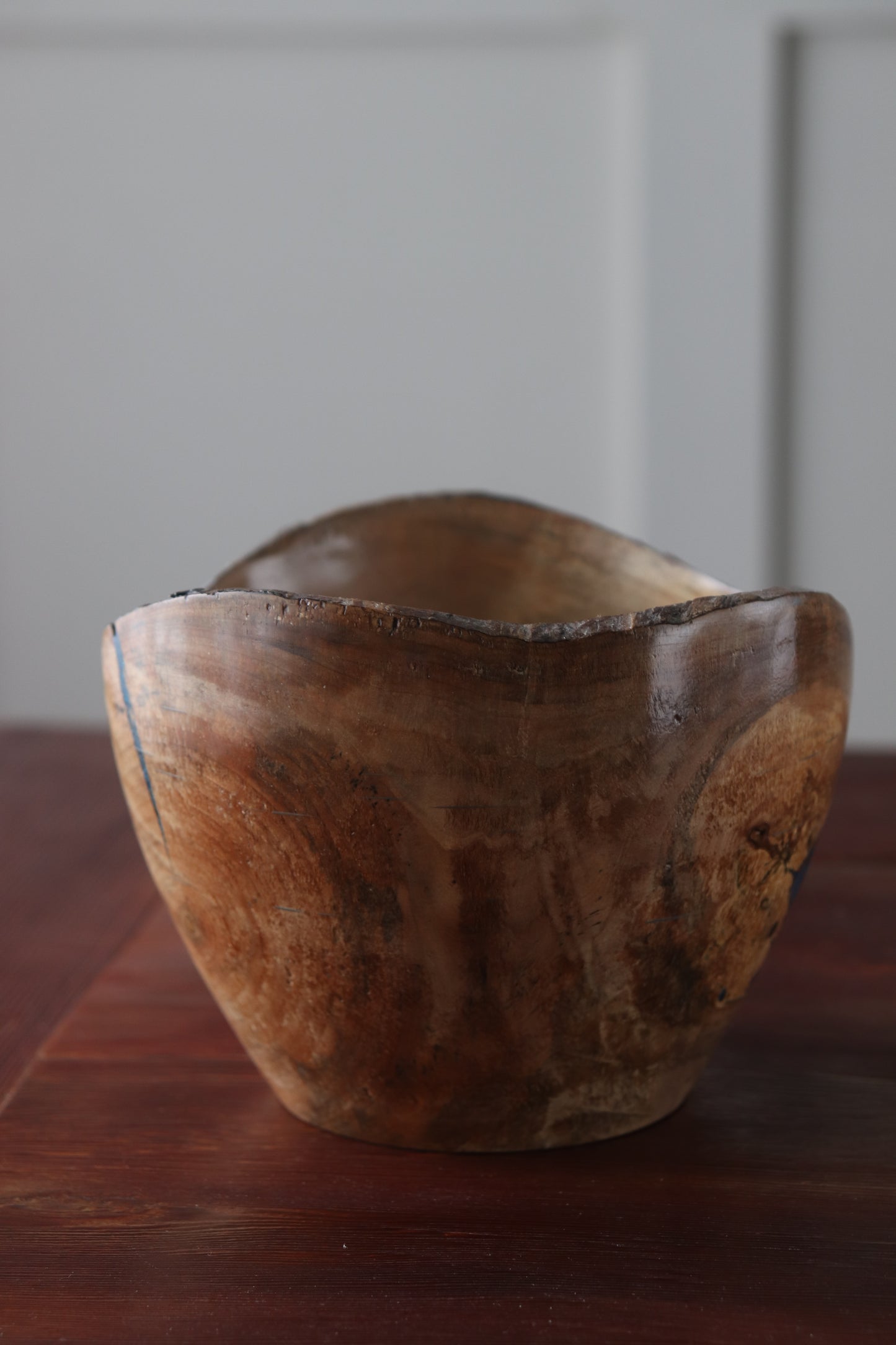 Handturned Rustic Live Edge Bowl with Blue Resin Void Fill