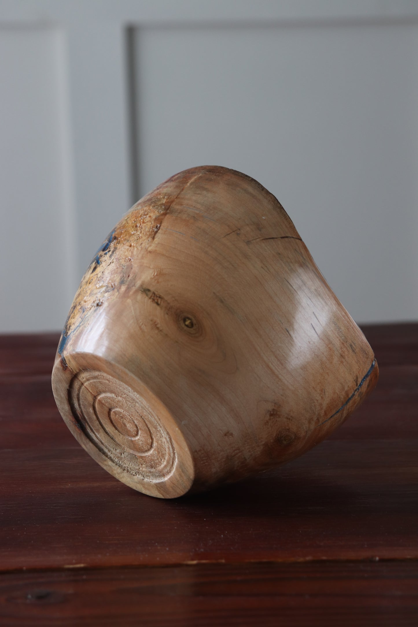 Handturned Rustic Live Edge Bowl with Blue Resin Void Fill