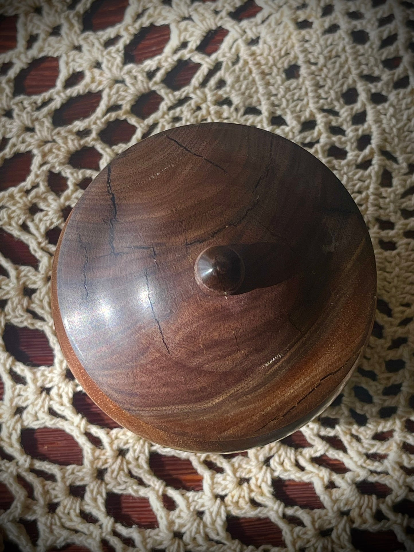 Hand-Turned Walnut Trinket Bowl with Lid